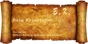 Baig Krisztofer névjegykártya